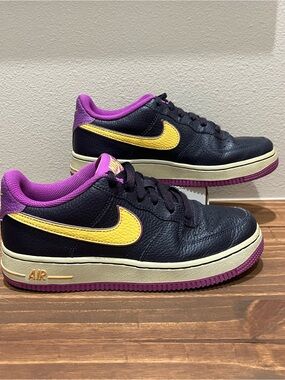 Nike Air Force 1 Shoes Kids Size 5Y Purple Yellow DX5805-500 Sneakers